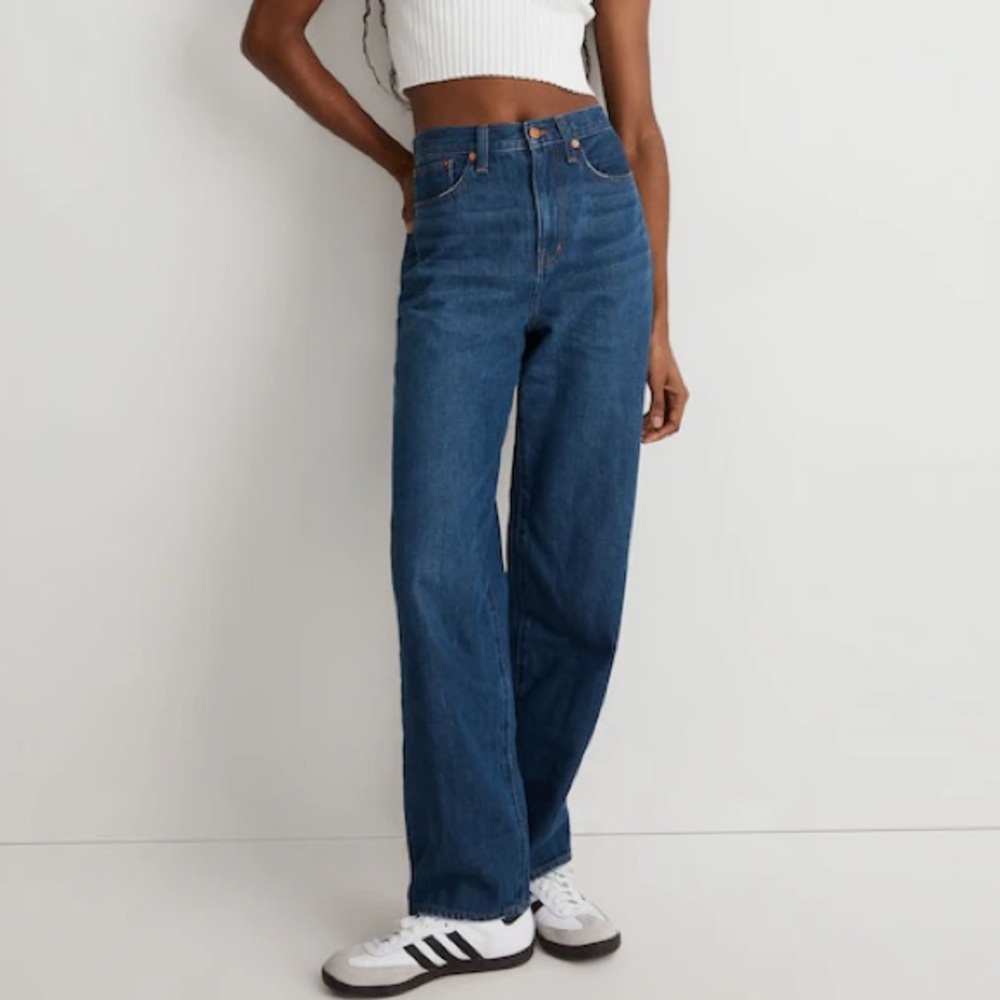 Madewell Indigo Wash Baggy Straight Leg High Waisted Jeans